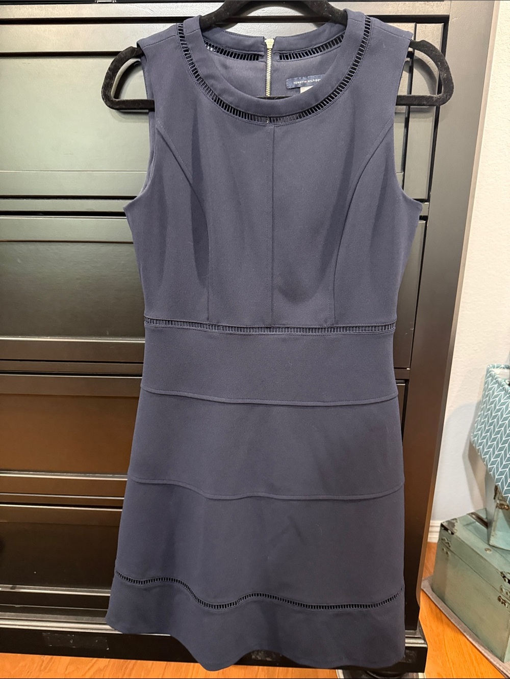 Tommy Hilfiger Navy Sleeveless Ponte A-Line Midi Dress